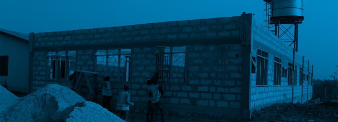 Baustelle des Kyekyewere Health Center in Madamfo Ghana